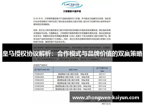 皇马授权协议解析：合作模式与品牌价值的双赢策略